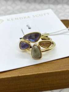 Kendra Scott Ivy Ring Set of 3 in Sea Green Mix Gold Tone size 7 - Picture 1 of 11