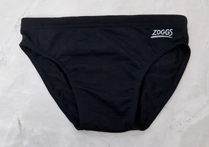 ZOGGS Aqualast Mens Brief Swimming Trunks Plain Black Depth 6cm Sz 29" W - Picture 1 of 4