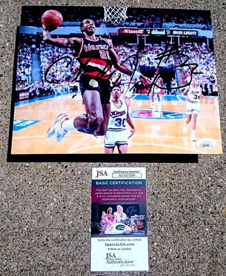 CLYDE DREXLER SIGNED 8x10 Photo JSA COA Portland Trailblazers - Image 1 of 2