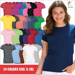 Gildan Women's Softstyle Tee Crew Neck T-shirt Soft Plain Cotton Casual T Shirt - Picture 1 of 35