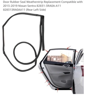 Vedação de borracha para porta Weatherstrip substituição compatível com 13-19 Nissan Sentra - Imagem 1 de 4