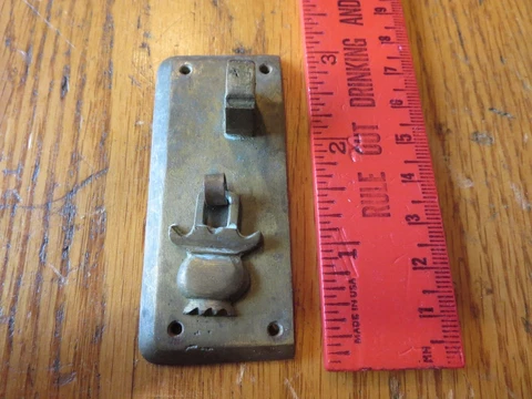 Vintage Brass cabinet door latch Receiver lock part Unique salvage hardware Cover