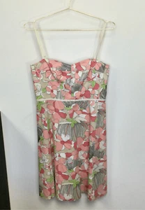 Vintage Tahari Womens 10 Sundress Floral Print Lined Cotton Stretch Cruise Wear - Picture 1 of 10