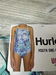 Hurley Girls One-Piece Swimsuit UPF50+ Tie Dye w/ Heart Logo Size 4 - Picture 1 of 3