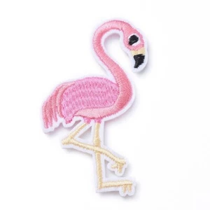 Ecussons Patchs thermocollant flamant rose brodé - Lot de 2 - Imagen 1 de 3