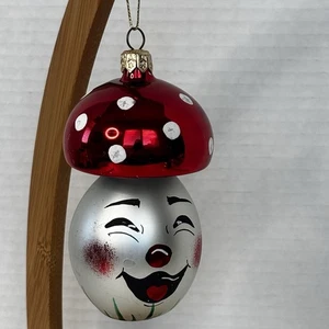 Rare Vintage De Carlini Ornament Italian Mlown Glass Clown Mushroom Christmas - Bild 1 von 11