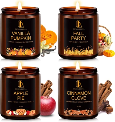 Juego de velas de otoño, velas perfumadas de otoño para el hogar, paquete de 4 velas de soja, otoño Gi Foto 1 de 4