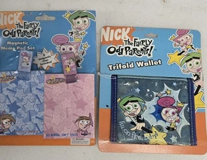 Vintage 2003 Nickelodeon Fairly Odd Parents dreifach faltbare Geldbörse & Notizblock Set - Bild 1 von 8