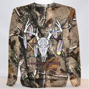 Sale Country Life Southern Attitude Bone Realtree Camo Camouflage Deer Skull Fea - Picture 1 of 7