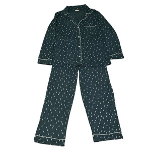 $158 Eberjey Gisele Tencel Modal Long PJ Set Green Christmas Trees Women’s Sz S - Picture 1 of 5