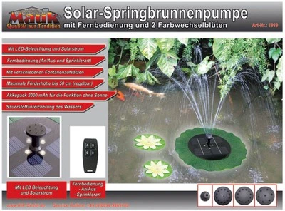 Mauk Solar Springbrunnen Wasserfontaine Teichpumpe Wasserspiel Garten (B-Ware) - Bild 1 von 4