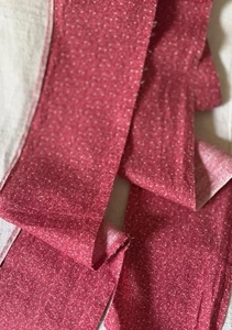 Antik 1870 Double Pink Calico Baumwolle Quilt Stoff ~ 4 1/2 "x 83" - Bild 1 von 8