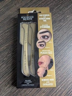 Hollywood Browzer Hair Remover & Demaplaning Tool - Gold - 2 pack