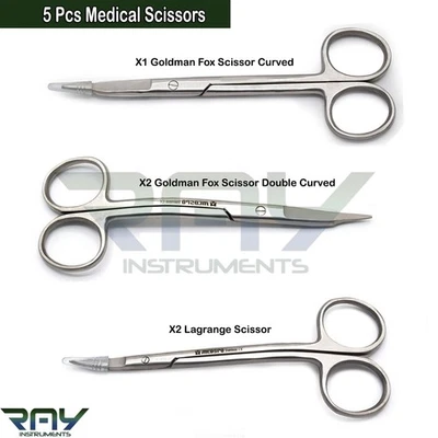 Tijera médica quirúrgica disección tejido sutura recorte tijeras de corte 5 piezas Foto 1 de 4