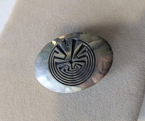 Rick Manuel Indianer Sterlingsilber "Mann im Labyrinth" Gürtelschnalle - Bild 1 von 7