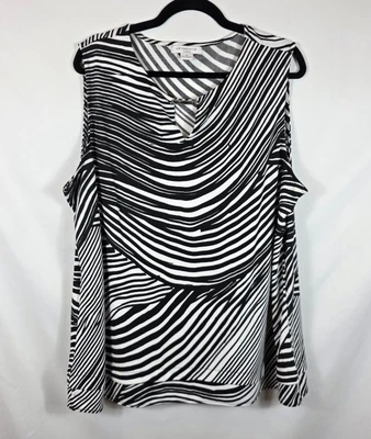 Liz Claiborne Sleeveless Blouse Women's Size 2X Black & White Stripe - Image 1 of 4