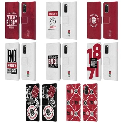 OFFICIAL ENGLAND RUGBY UNION RED ROSE LEATHER BOOK CASE FOR SAMSUNG PHONES 1 - Image 1 of 4