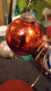 Schöne Vintage rote mittelgroße Kugel Weihnachtsschmuck Merkur Glas, gebraucht - Bild 1 von 8