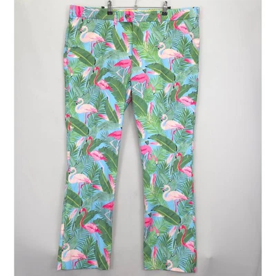 Pantalones Loudmouth Flamingo Palm Hombres 42x32L Estampado Tropical Golf Brillante Verano Foto 1 de 4