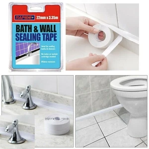 Bathroom Bath and Wall Sealing Strip Self Adhesive Tape 3.35M X 22MM Sink Edge - Picture 1 of 6