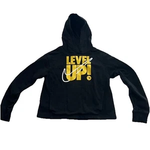 Nike Level up Youth Girls sweatshirt Black Yellow Hooded- Large - Picture 1 of 10