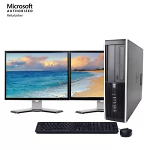 HP Desktop PC Computer Intel i5 8GB 500GB HDD DUAL 22" LCD WIFI DVD WIN 10 Pro - Picture 1 of 6