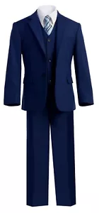 Boy Slim Fit Suit 5 Pcs Set Formal Wedding Graduation Toddler Size 2T Big 14 - Picture 1 of 9