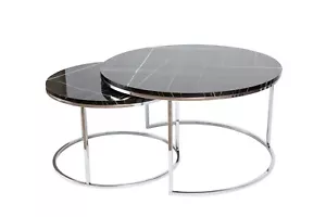 Modern Round Coffee Table, Nesting Table Set of 2, Center Table for Living Room - Picture 1 of 7