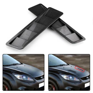 US STOCK 2PCS Carbon Fiber Style Hood Vent Scoop Louver Cooling Panel Trims ABS - Picture 1 of 11