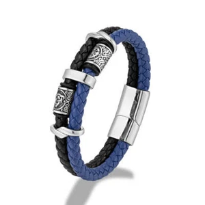Punk Viking Style Stainless Steel Beads Braided Multilayer Leather Bracelet - Picture 1 of 10