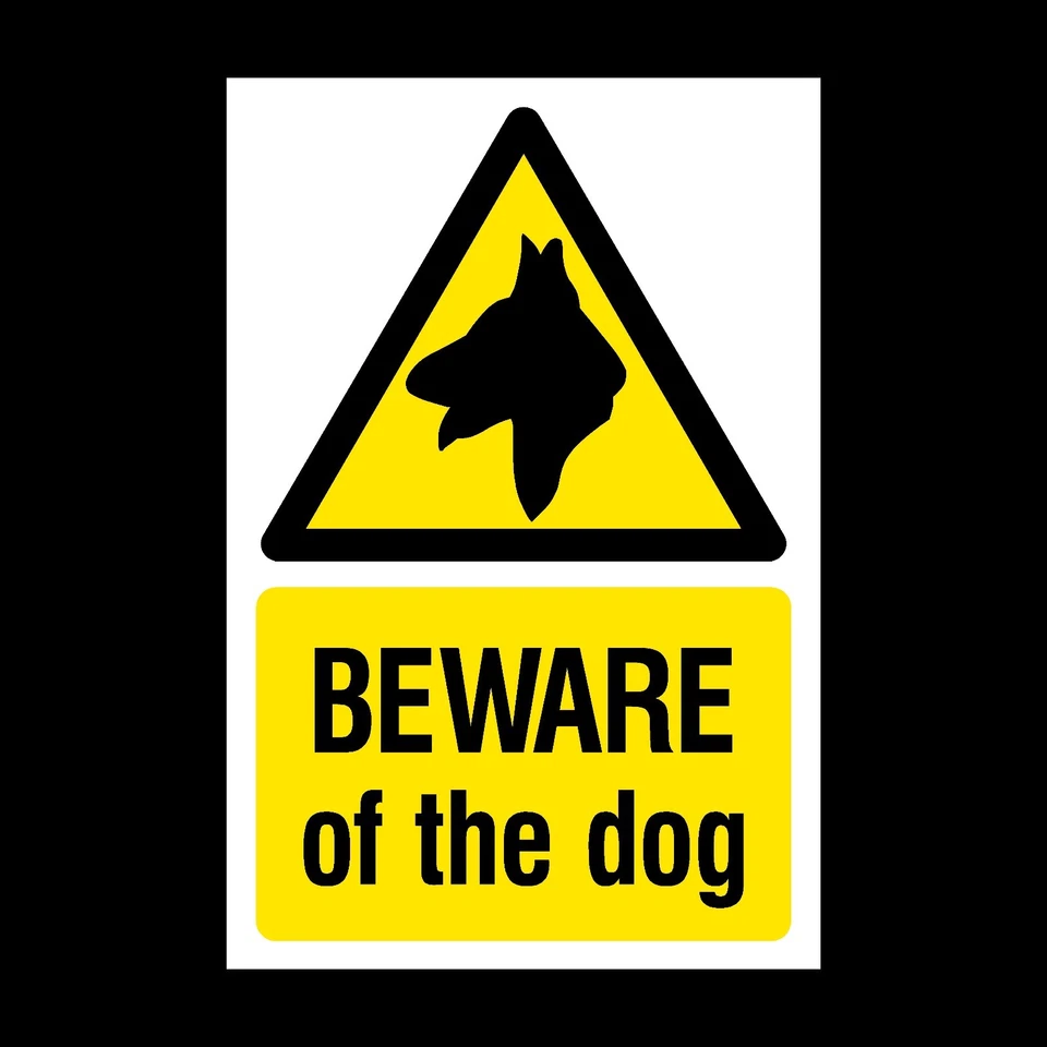 SAFETYSIGNS&STICKERS Beware of the Dog (Guard Dogs) Plastic Sign or Sticker - A6, A5 (MISC20)