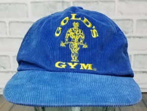 Vintage Gold's Gym Curdaroy Snapback Cap Mütze BLAU Training Unisex Bodybuilding - Bild 1 von 7