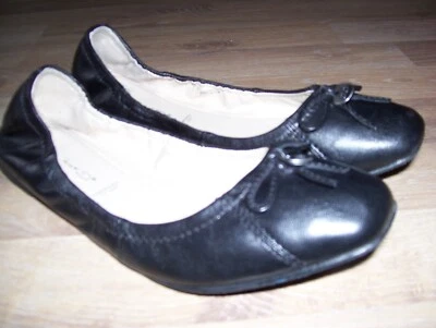 Damen Schuhe Ballerina Gr.38/5 von Janet.D Echtleder schwarz gebraucht - Bild 1 von 4