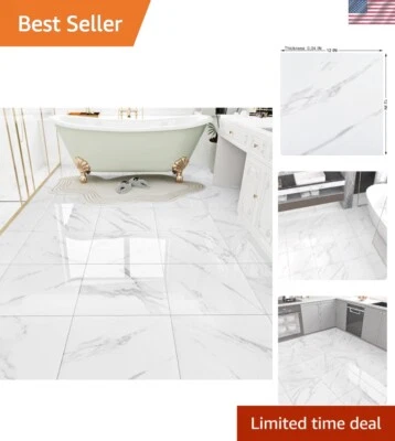 Durable Self-Adhesive Vinyl Marble Flooring Tiles – Elegant 12x12 Inch Design - Image 1 of 4