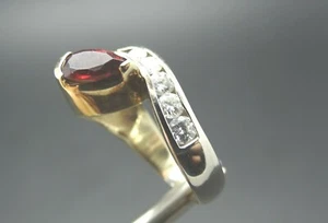Designer .67ct Diamond 1.33ct Garnet Ring Heavy 14K Solid Gold Appraise $1990 - Picture 1 of 12