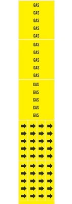 GAS Warning Markers Yellow ADHESIVE STICKERS & 8 Pipe Arrows BRADY 93336 7119-3C - Image 1 of 3