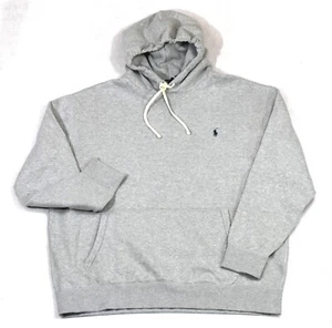 Polo Ralph Lauren Fleece Hoodie Gray Pullover Navy Pony 2XB 2X Big NWT - Picture 1 of 3