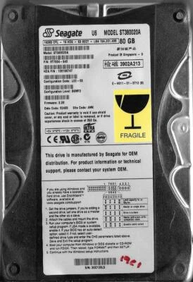 Seagate U6 ST380020A 80GB IDE Hard Drive P/N: 9T7004-640 F/W: 3.39  BAD SECTORS - Image 1 of 2