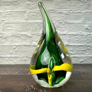 Vintage Signed A. K. Jablonski Hand Made Art Glass Tear Drop Paperweight 5" - Picture 1 of 9