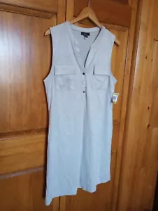 NWT Alfani faux suede shift dress silver gray Size 14 measurements below Pockets - Picture 1 of 22