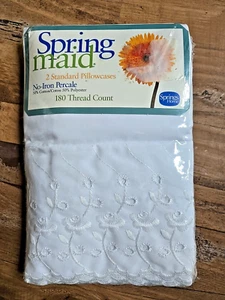 White Eyelet Springmaid Standard pillowcases Tiara Lace Ivory White COTTON BLEND - Picture 1 of 4