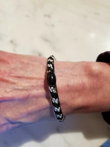 Silver Tone And Black Woven Beaded Bracelet - Picture 1 of 7