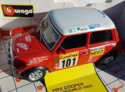 MODELLINO AUTO DA CORSA RALLY MINI COOPER MONTECARLO (1960) BURAGO - Immagine 1 di 4