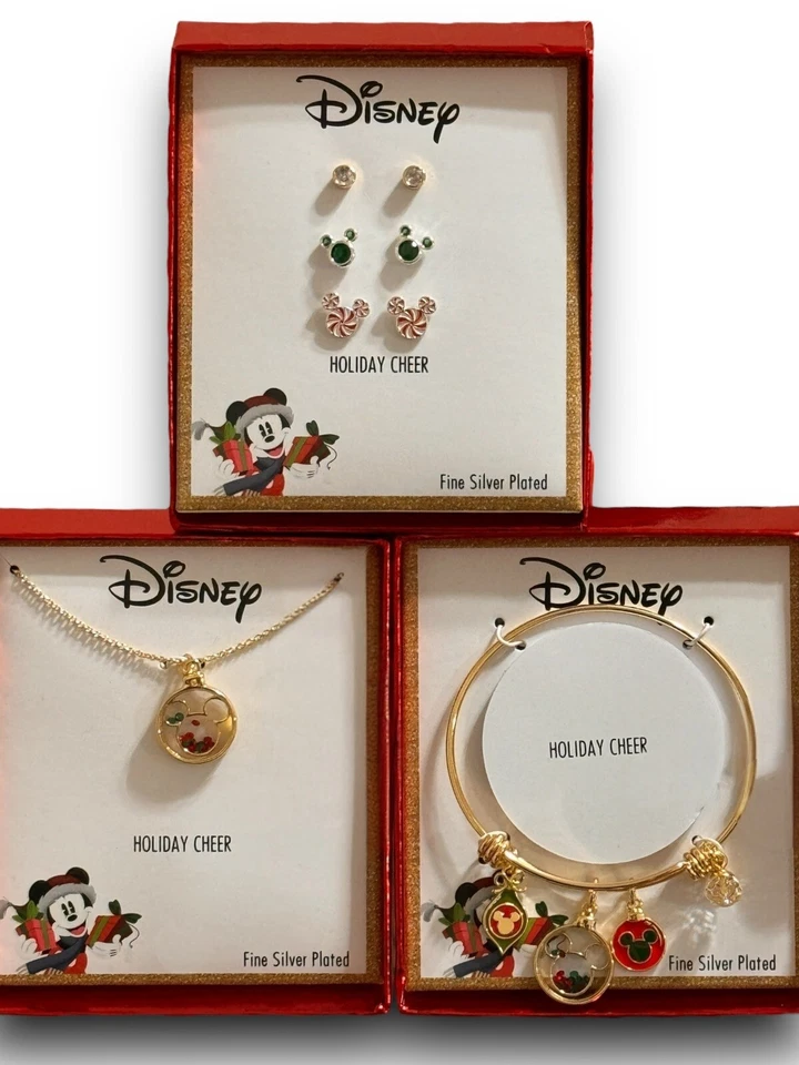 Disney Mickey Charm Pulsera, Collar y Pendientes Brazalete Conjunto de Regalo Foto 1 de 4