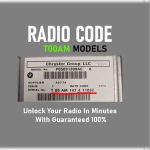 JEEP✅ CHRYSLER ✅ DODGE✅ RAM✅ UNLOCK RADIO CODES ✅ T00AM MODELS A26 ✅ PIN SERVICE - Picture 1 of 3