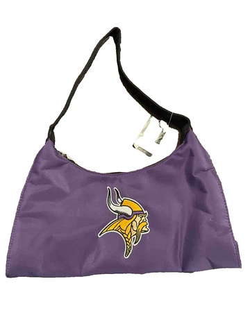 NWT Minnesota Vikings Purple and Yellow NFL Hand Bag with Logo Earrings Cover