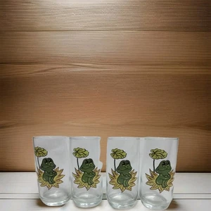 Sears Neil The Frog 1970’s Retro Tumblers Glasses Set of 4   70's Vintage 5.5" - Photo 1 sur 7