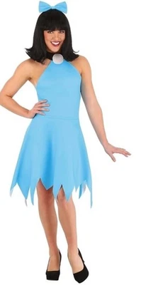 Betty Escombros Mujer Pequeño (4-6) Picapiedra Azul Vestido Sombrero Disfraz Halloween Foto 1 de 4