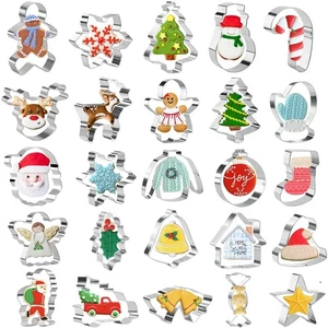 Juego de 25 cortadores de galletas de Navidad - Cortador de galletas de Navidad de acero inoxidable... - Imagen 1 de 7