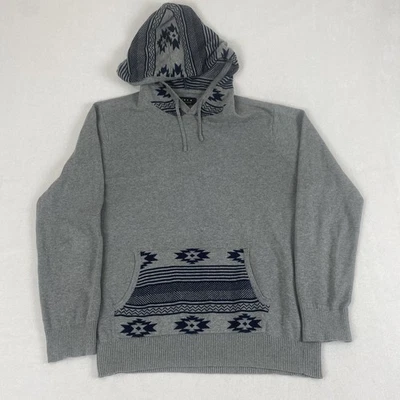 21 Hombres Gris Azteca Nativo Estampado Geométrico Sudadera con Capucha Grande Foto 1 de 4